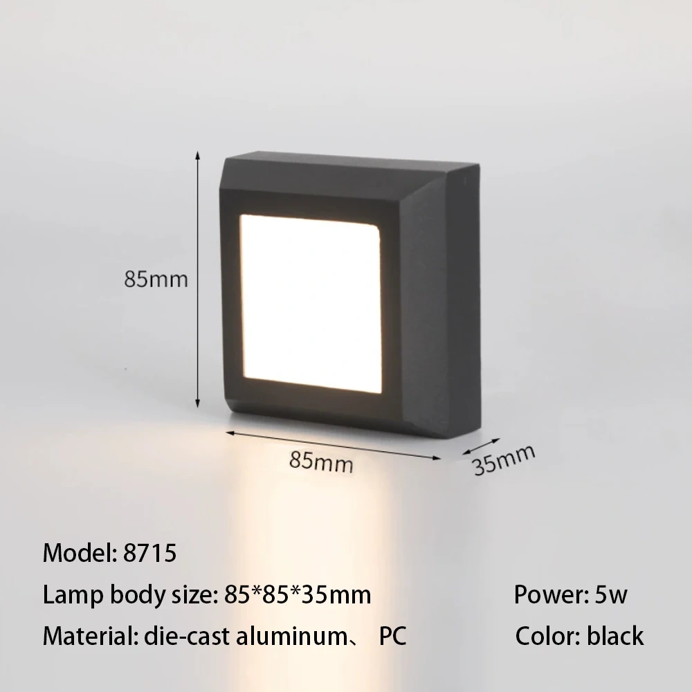 Outdoor LED Wall Lamps Surface Mount Porch Light Round Square Balcony Terrace Deck Lighting Street Yard Fence Gate Sconces IP65