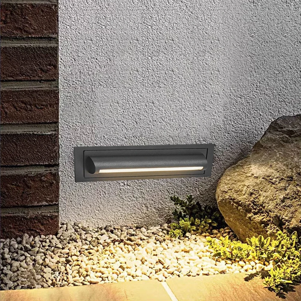 Outdoor Wall Lamps Embedded Step Stair Lights No Sensor Waterproof Exterior Lighting 12V 220V Street Path Yard Sconce Balcony