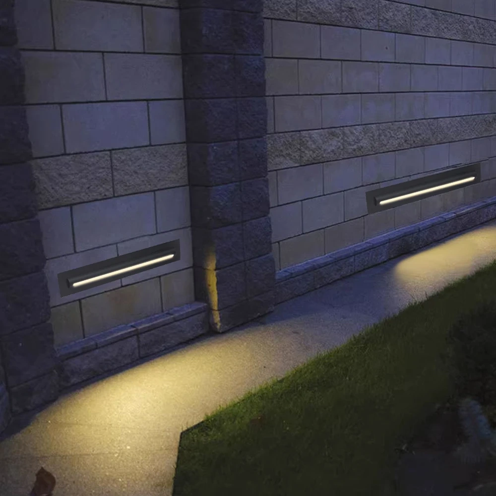 Outdoor Wall Lamps Embedded Step Stair Lights No Sensor Waterproof Exterior Lighting 12V 220V Street Path Yard Sconce Balcony