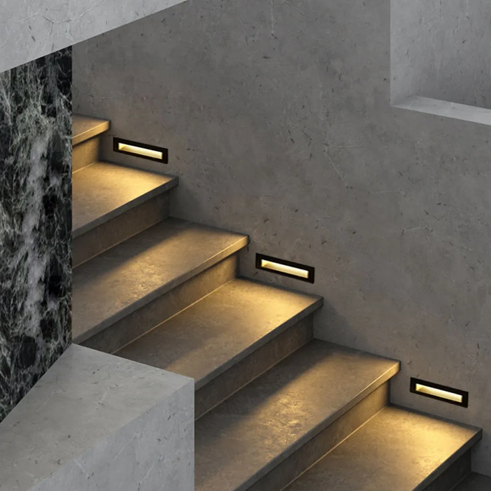 IP65 Waterproof Wall Lamp 12W Outdoor Led Stair Step Light Footlight Recessed Corner Exterior Garden Yard Stairway AC110-240V