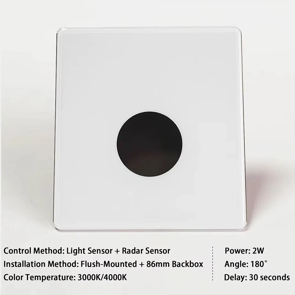 Embedded Stair LED Light Smart Glass Nightlights PIR Motion Sensor Bedroom Indoor Wall Sconce Balcony Step Corridor Radar Sensor
