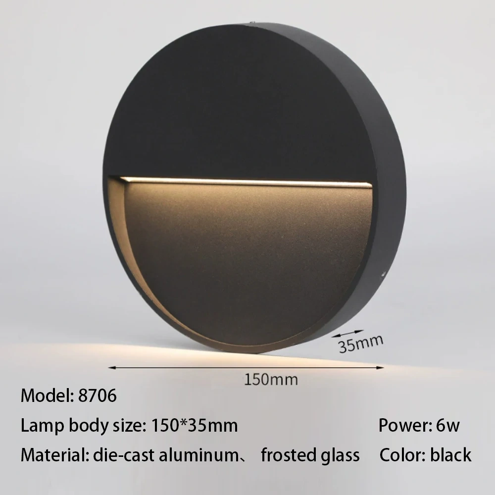 Outdoor LED Wall Lamps Surface Mount Porch Light Round Square Balcony Terrace Deck Lighting Street Yard Fence Gate Sconces IP65