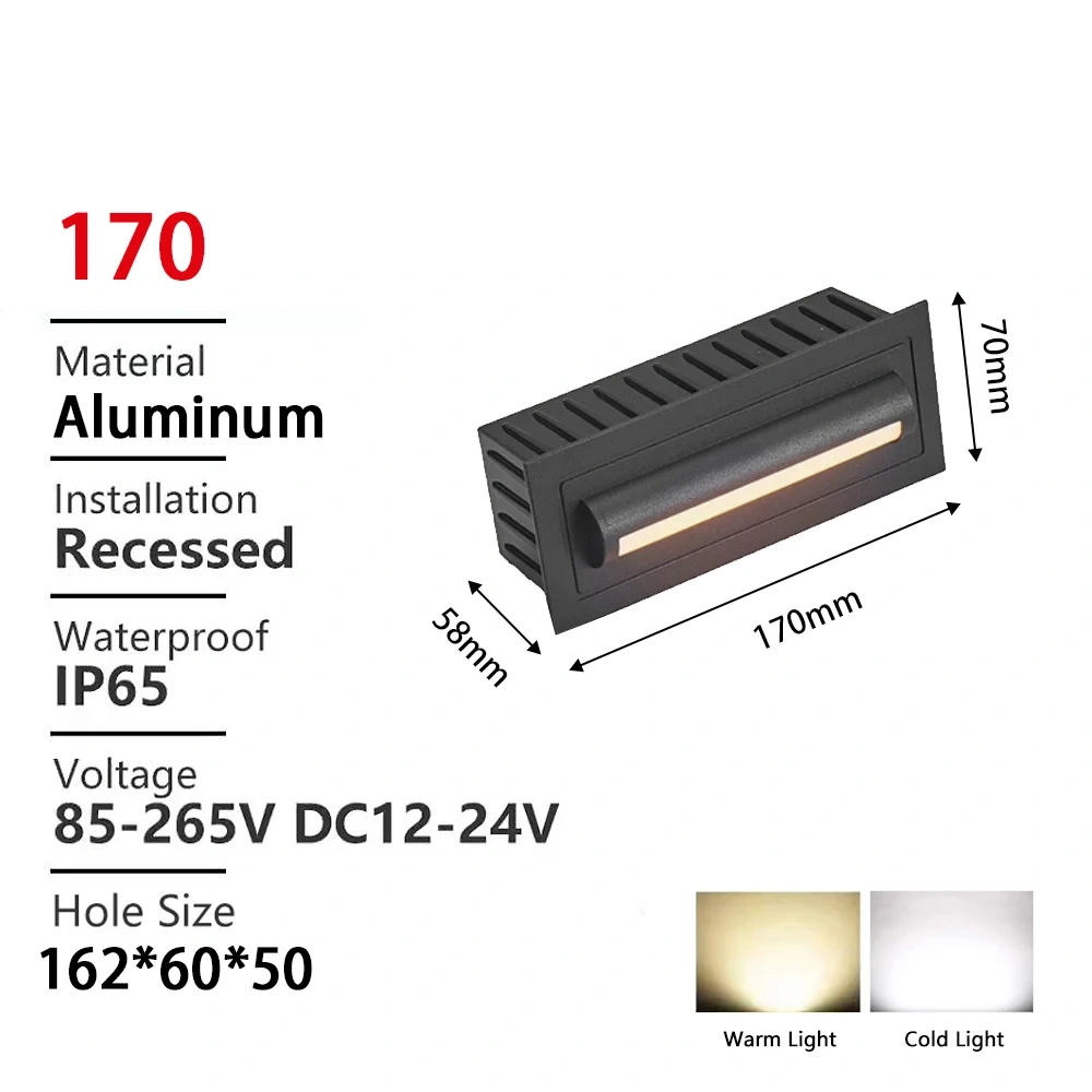 Outdoor Wall Lamps Embedded Step Stair Lights No Sensor Waterproof Exterior Lighting 12V 220V Street Path Yard Sconce Balcony
