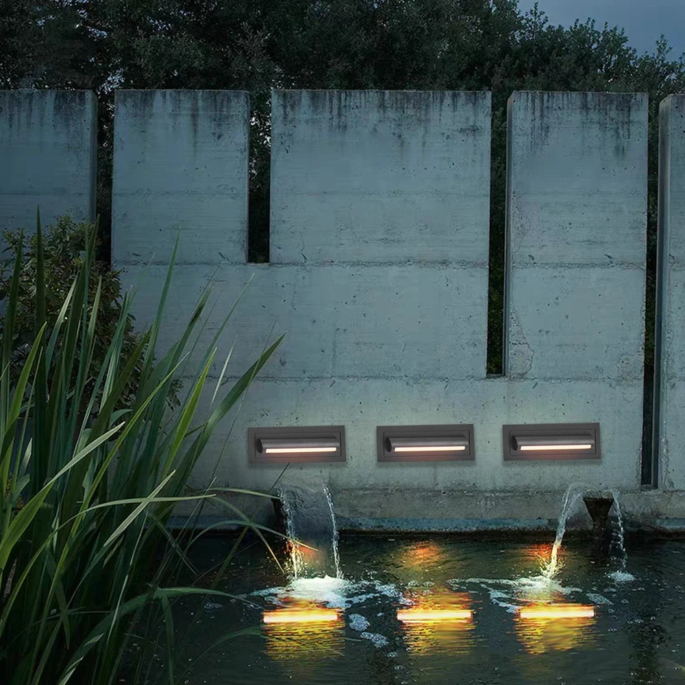 Outdoor Wall Lamps Embedded Step Stair Lights No Sensor Waterproof Exterior Lighting 12V 220V Street Path Yard Sconce Balcony