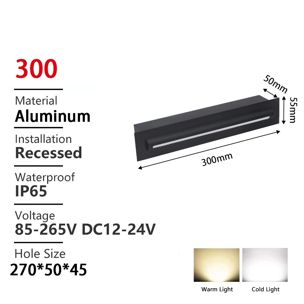 Outdoor Wall Lamps Embedded Step Stair Lights No Sensor Waterproof Exterior Lighting 12V 220V Street Path Yard Sconce Balcony