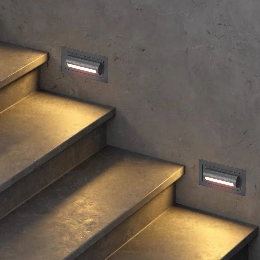 Outdoor Wall Lamps Embedded Step Stair Lights No Sensor Waterproof Exterior Lighting 12V 220V Street Path Yard Sconce Balcony