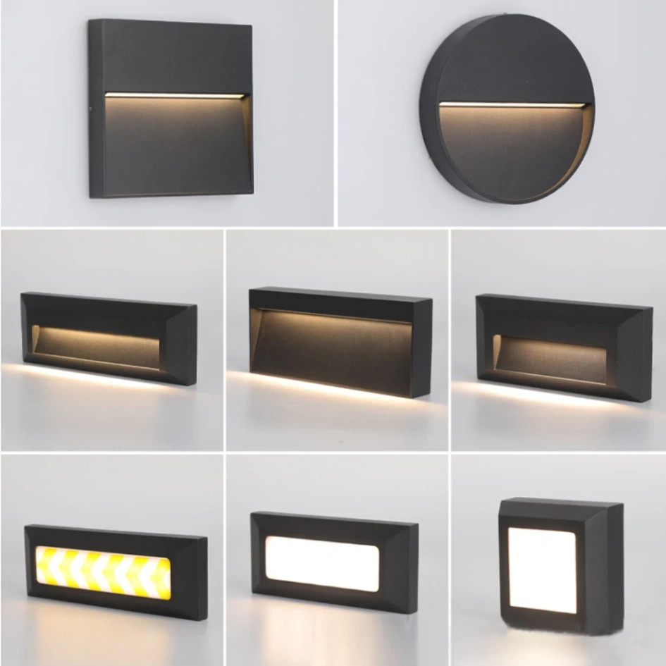 LED Wall Lamp With PIR Motion Sensor – Recessed Step Light, AC85-265V, Gold Finish, For Staircases, Corridors & Indoor/Outdoor Use