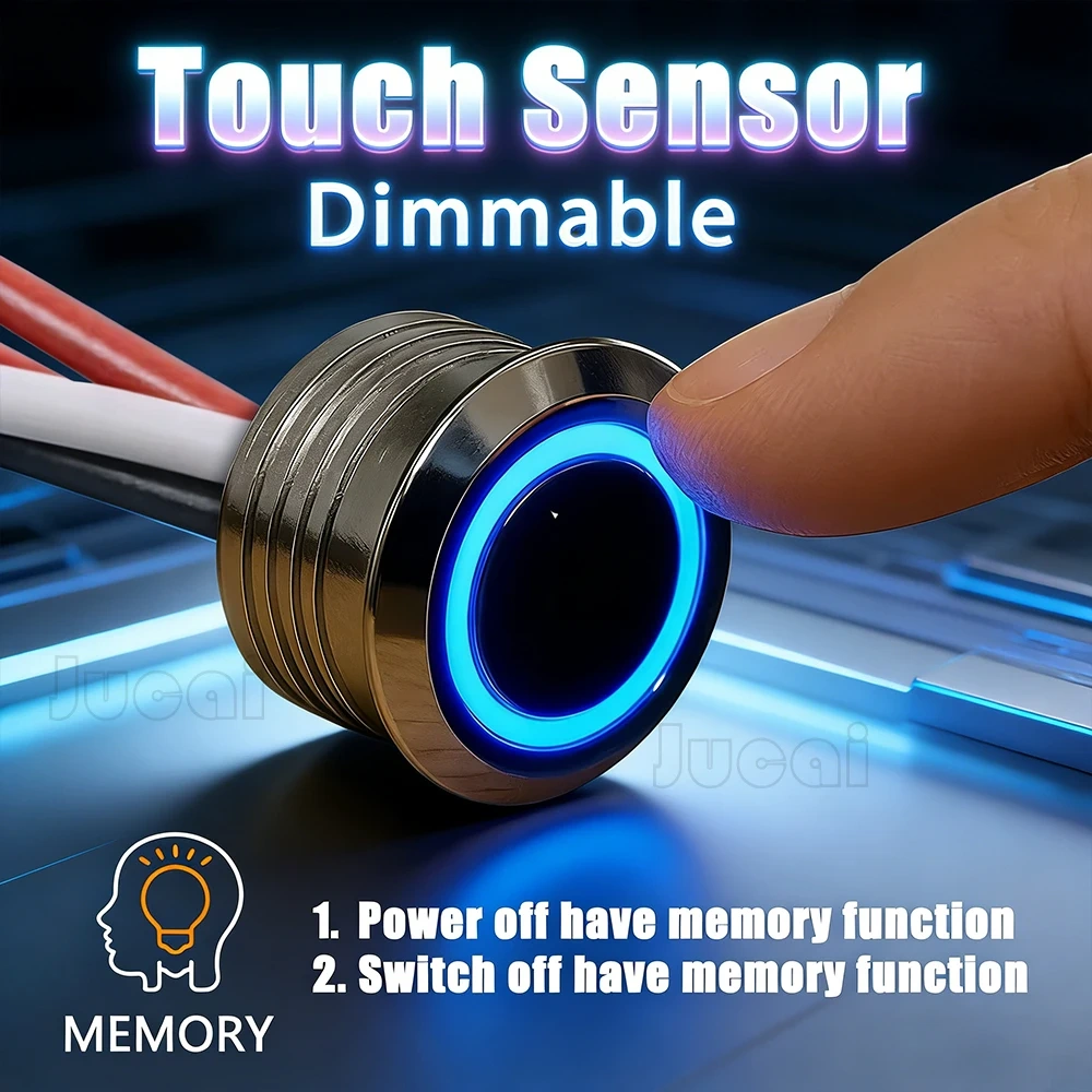 Touch Sensor LED Dimmer Switch 5V/12V/24V with Dual Memory Function Stepless Dimming Control for LED Strip Bed Wall Cabinet
