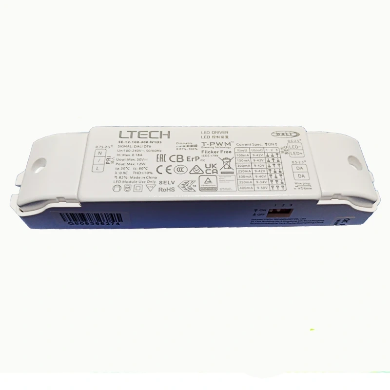 LTECH 10W 12W 100-700mA CC DALI DT6 LED Dimming Driver;100-240V Dali-2 Constant Current Power Transformer Work with Dali Dimmer