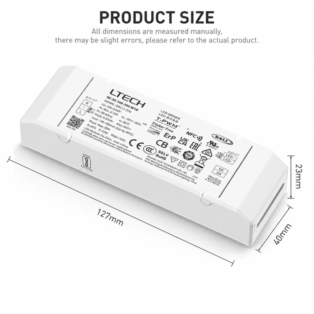 LTECH 20W 100-700mA NFC CC DALI DT6 LED Dimming Driver;AC 100-240V Dali-2 Constant Current Power Supply Work with Dali Dimmer