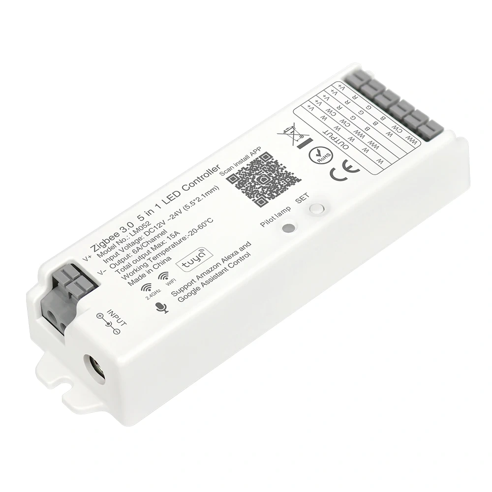 New 5 In 1 Tuya Zigbee 3.0 Led Controller Hue Bridge Alexa Voice Control for Singel Color CCT RGB RGBW RGBCCT Led Strip Use