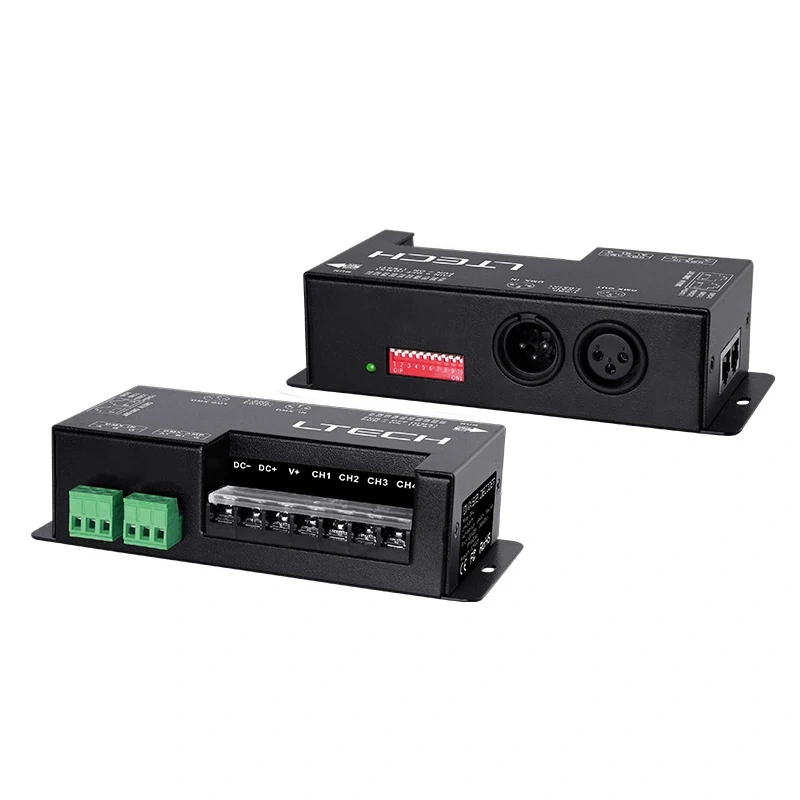 LTECH Led RGBW Strip DMX Decoder DC12V 24V Input 5A 4 Channel 480W Output Led  RGB RGBW Strip PWM DMX512 Slave Controller
