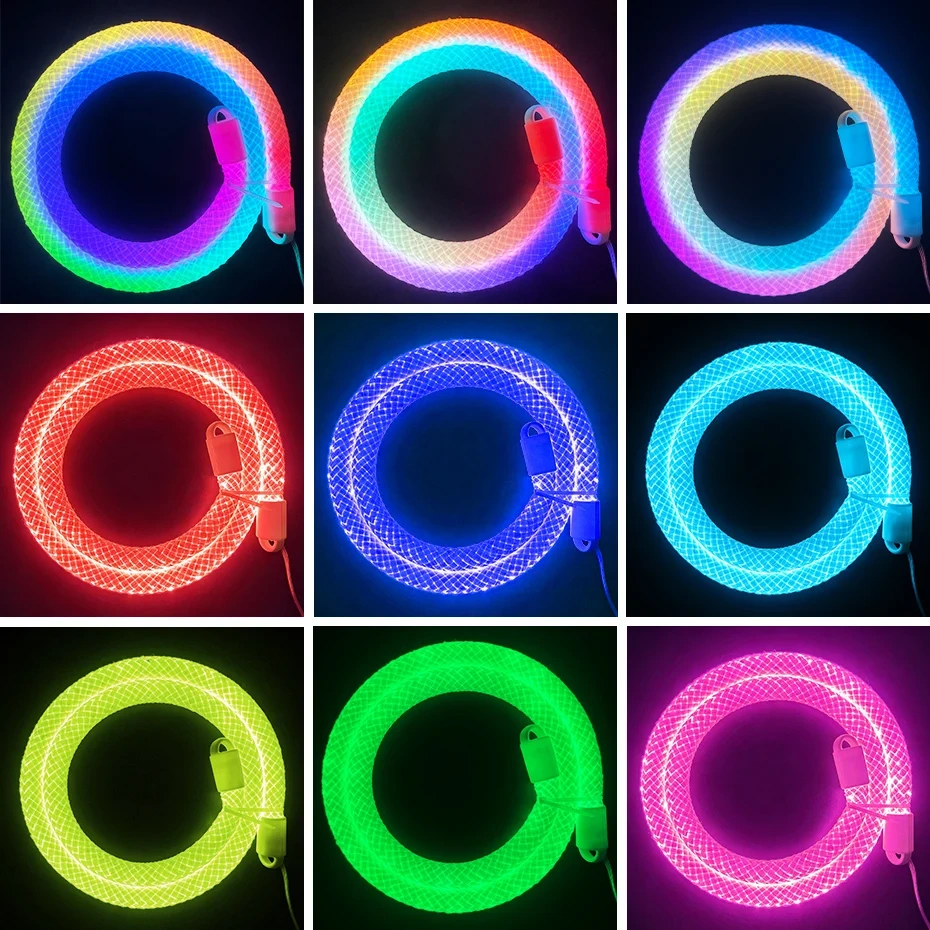 DC5V USB 360 Degree Round Reticulate Neon LED Strip RGBIC 67LEDs/m 1m-5m Smart APP Bluetooth Music Sync Waterproof Rope