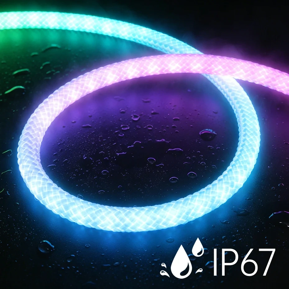 DC5V USB 360 Degree Round Reticulate Neon LED Strip RGBIC 67LEDs/m 1m-5m Smart APP Bluetooth Music Sync Waterproof Rope