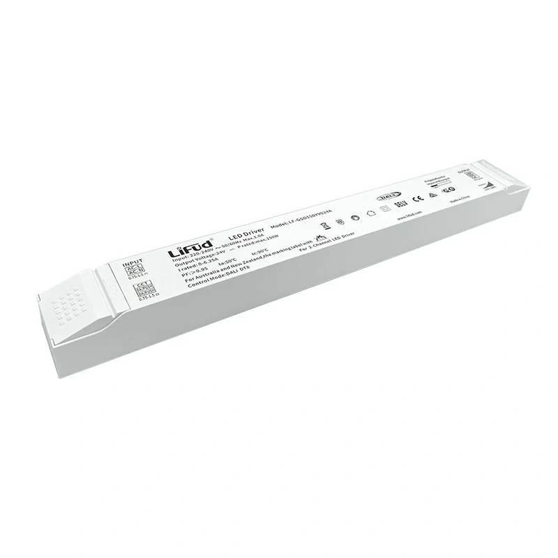 Lifud 150W DT8 Dimmable LED Driver AC220V To DC24V Tunable White DALI CCT Linear Tranformer Suitable Lutron and Leviton Dimmers