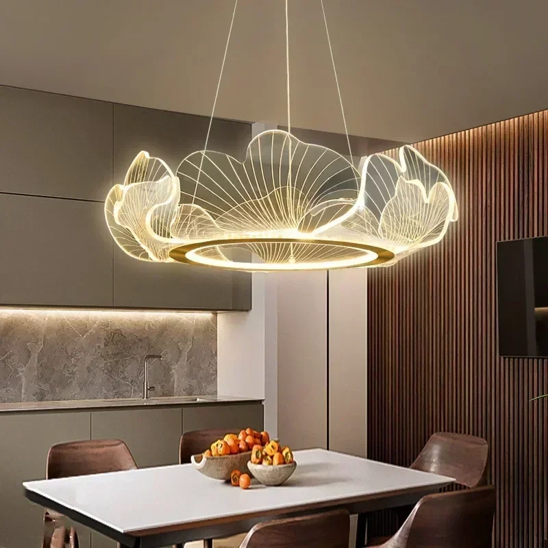 Modern Petal Pendant Light Ring Highlight Acrylic Restaurant Bedroom Decorativos Deluxe Design Living Room Hanging Lamp Fixtures