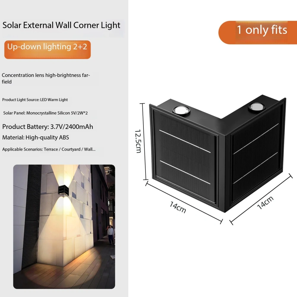 LED Solar Outdoor Waterproof Wall Lamp Modern Simple Lighting Fixture Courtyard Garden Villa Exterior Wall Fence Outdoor Corner