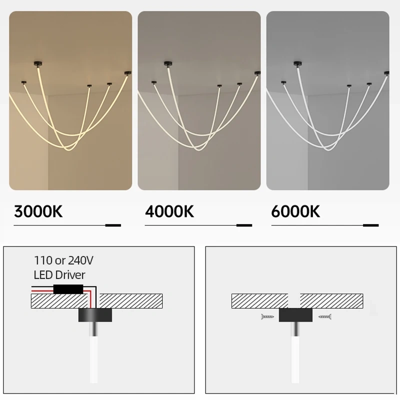 Gold ceiling base silicone LED pendant light