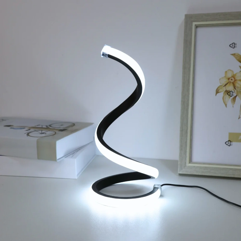 LED spiral desk lamp modern three color dimming USB power button switch bedroom bedside study home decoration desk lamp