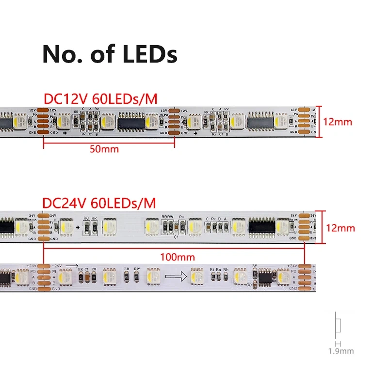 DMX Addressable DMX512 LED Pixel Light Strip RGBW RGBWW 4 in 1 SMD 5050 External IC TM512AC DC 12V 24V 60LEDs/M 5M IP20 65 67 68