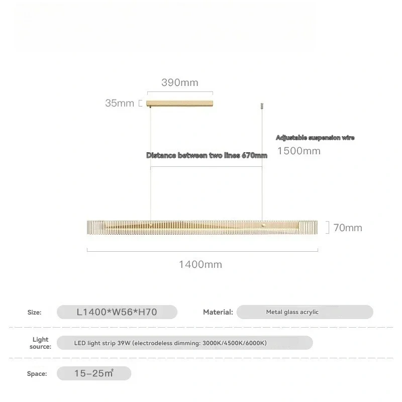 Minimalist LED Linear Pendant Lamp for Dining Table & Kitchen