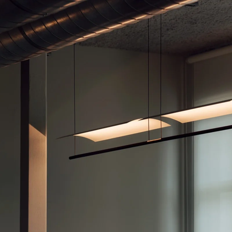 Modern WabiSabi Pendant Light Minimalist Long Strip Hanging Lamp Eave Acrylic Chandelier For Dining Living Room Office Kitchen