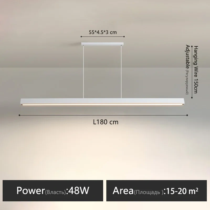 Modern Minimalist LED Linear Pendant Light for Dining Table
