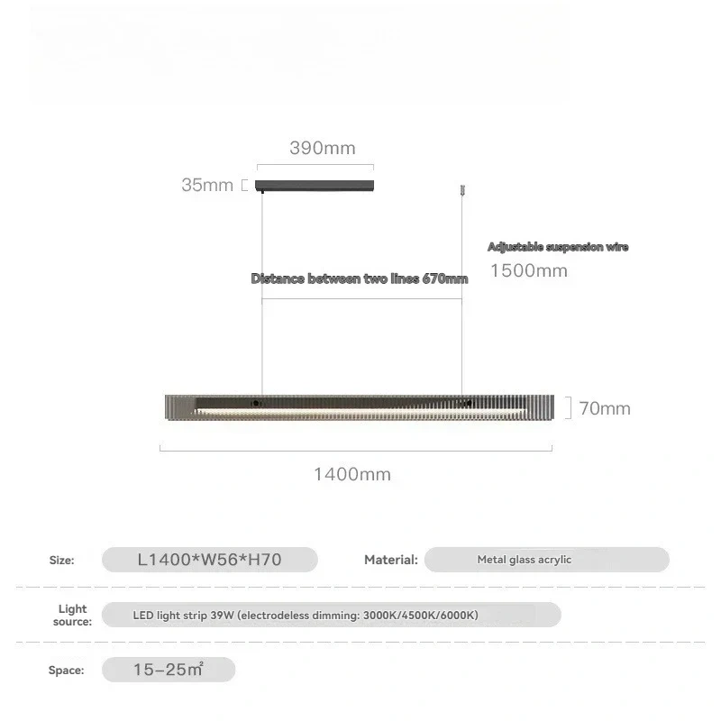 Minimalist LED Linear Pendant Lamp for Dining Table & Kitchen