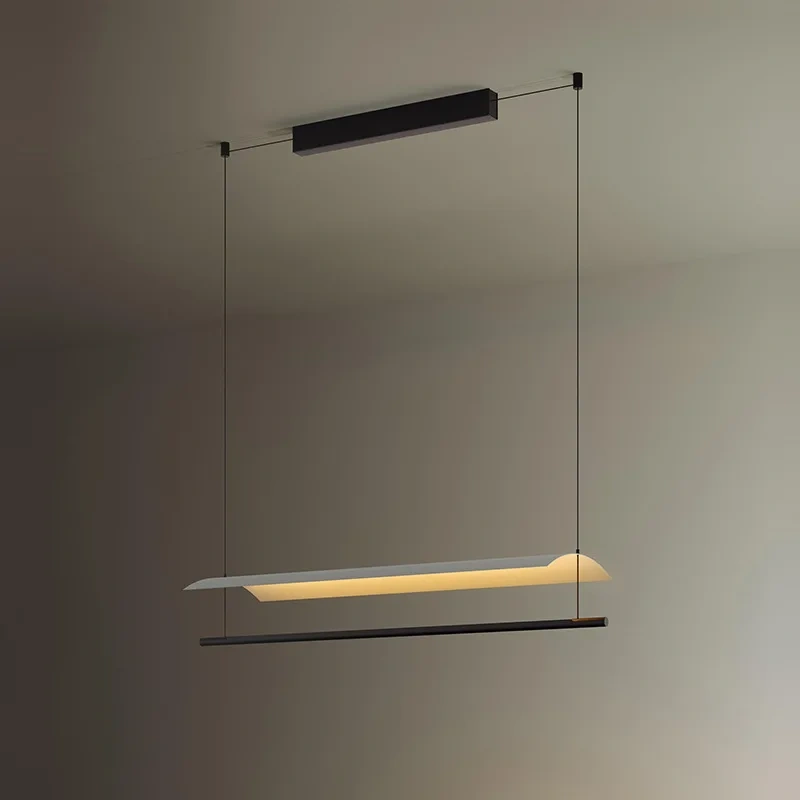Modern WabiSabi Pendant Light Minimalist Long Strip Hanging Lamp Eave Acrylic Chandelier For Dining Living Room Office Kitchen