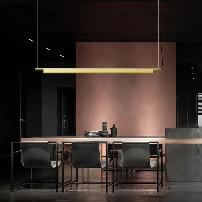 Scandinavian Linear Pendant Lamp Design Compendium Pendant Lamp Living Room Office Restaurant LED Dining Table Long Hanging Lamp