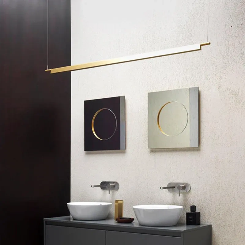 Scandinavian Linear Pendant Lamp Design Compendium Pendant Lamp Living Room Office Restaurant LED Dining Table Long Hanging Lamp