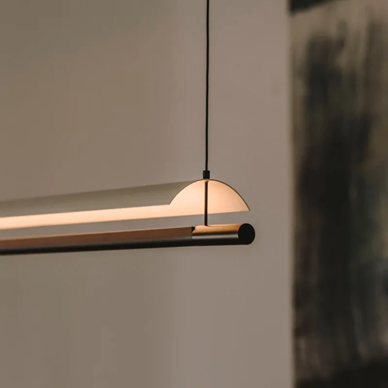 Modern WabiSabi Pendant Light Minimalist Long Strip Hanging Lamp Eave Acrylic Chandelier For Dining Living Room Office Kitchen