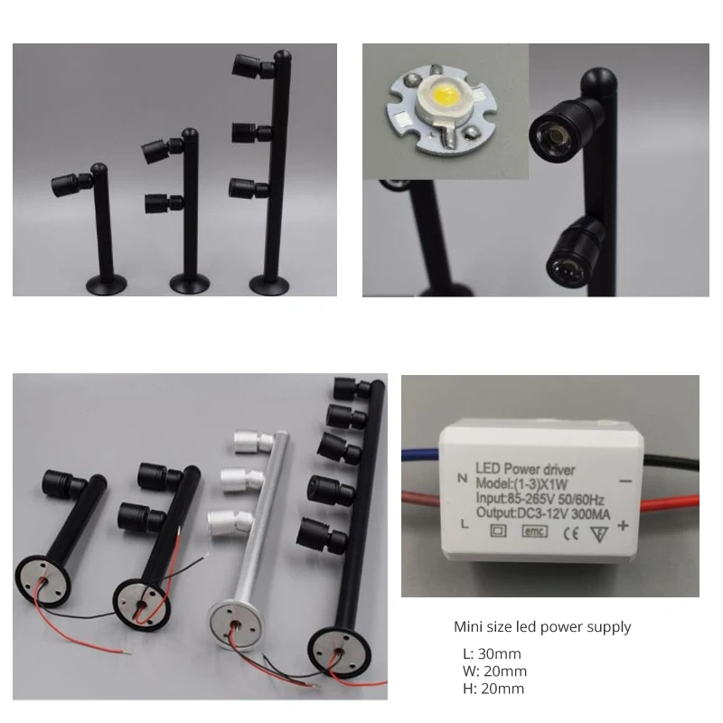 Small Spot Light 1W 2W 3W 5W 220V Jewelry Lamp showcase exhibition display diamond counter adjustable 360 degree rotating