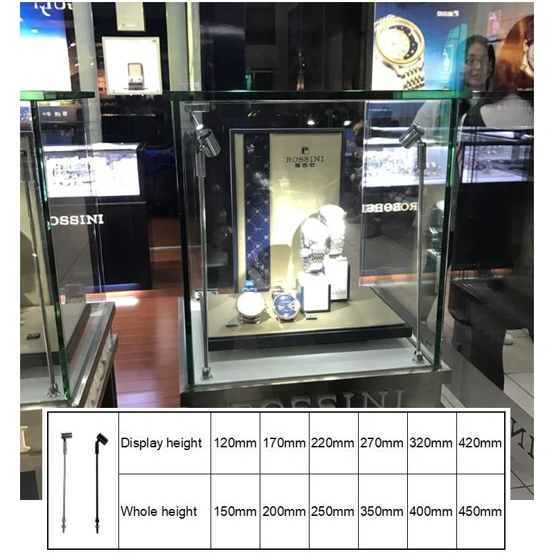 4pcs Spotlights 1W Showcase Cabinet Jewelry Counter Light Uprights Small LED Spot 110V 220V, Height option: display height