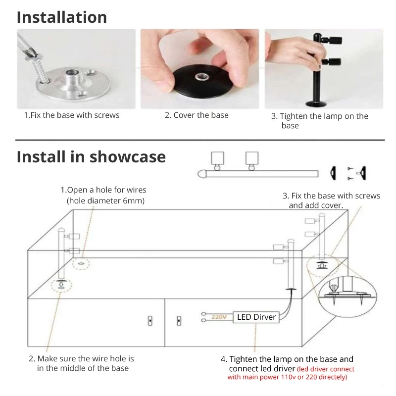 Small Spot Light 1W 2W 3W 5W 220V Jewelry Lamp showcase exhibition display diamond counter adjustable 360 degree rotating