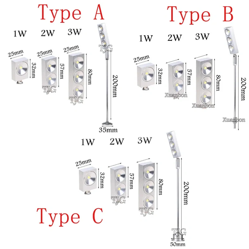 LED Dimmable 1W 2W 3W Adjustable Spotlights Showcase Light For Exhibition Display Mini Spot Jewelry Suicase AC85-265V DC12V