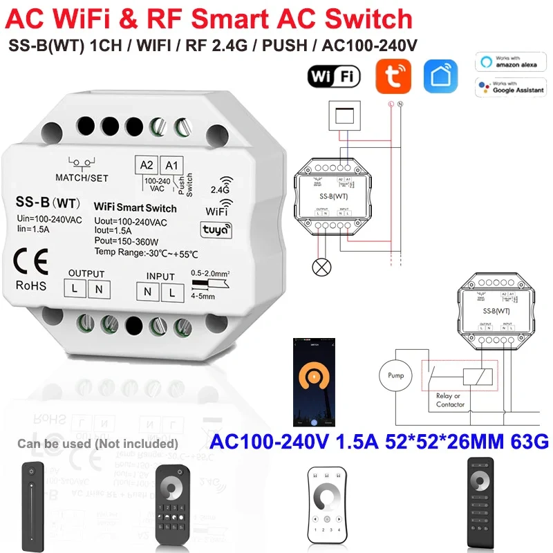 V1-S Triac Dimmer 12V 24V 36V 48V DC Constant Voltage AC40V-220V Push Dimming for S1-B KS RF LED Strip Light CV Triac LED Dimmer