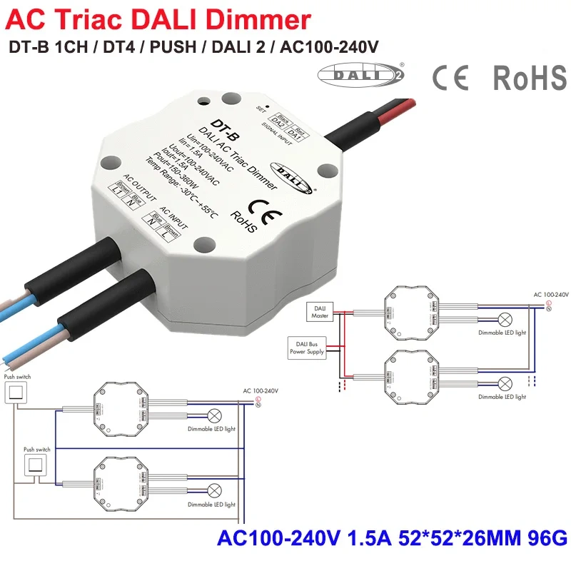 V1-S Triac Dimmer 12V 24V 36V 48V DC Constant Voltage AC40V-220V Push Dimming for S1-B KS RF LED Strip Light CV Triac LED Dimmer
