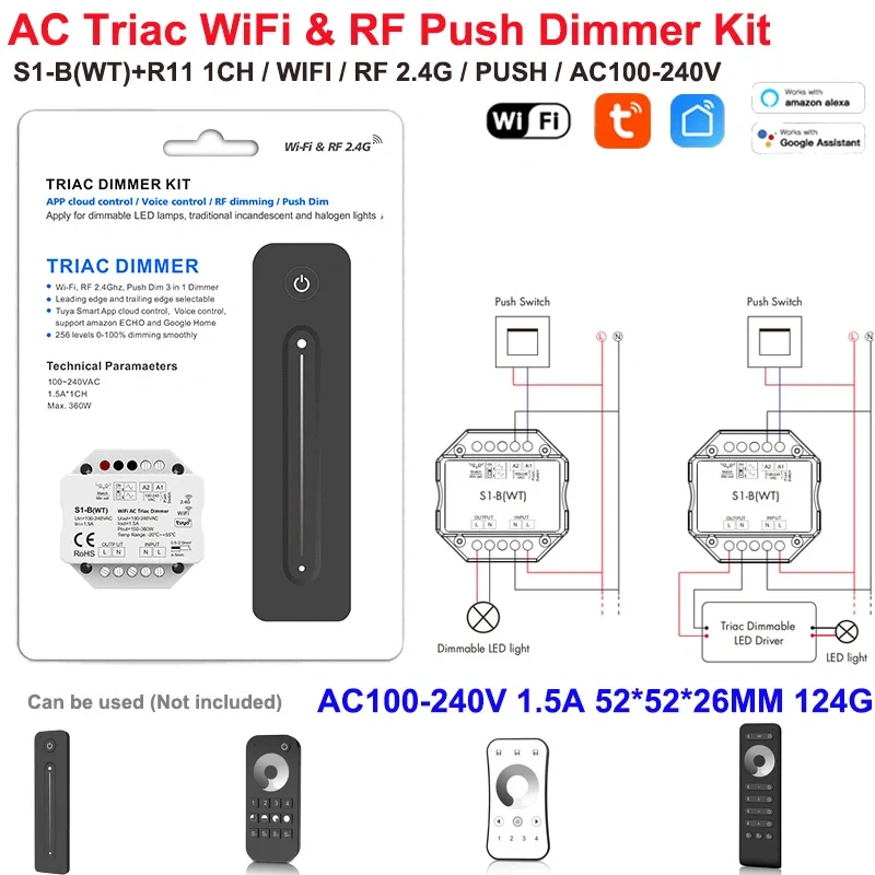 SK1 AC Triac Knob LED Brightness Dimmer 100-240V 1CH*6A DMX512 RF 2.4G Signal Protocol0/1-10V Signal Controller Use To Led Lamps