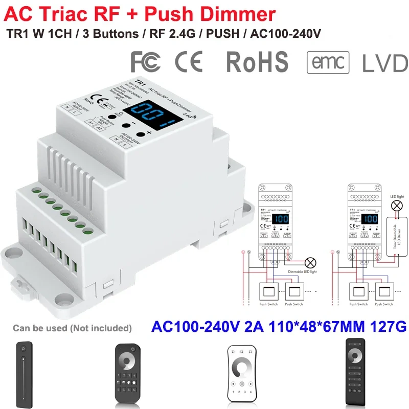 SK1 AC Triac Knob LED Brightness Dimmer 100-240V 1CH*6A DMX512 RF 2.4G Signal Protocol0/1-10V Signal Controller Use To Led Lamps