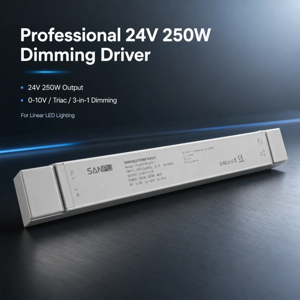Led Triac & 0-10V & Resistance Dimming Driver 3 In 1 AC 175V-260V 150W 250W CV Constant Voltage Dimmable Switching Power Supply