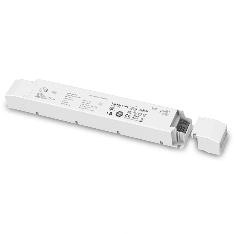 LTECH Triac Dimming Driver,AC 200V-240V Input;DC 12V 24V 75W Output; Push Dim Power Dimmable Driver Work with Led Triac Dimmer
