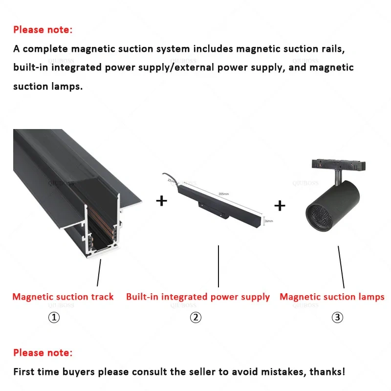 LED magnetic track light grille floodlight modern embedded black/white lamp LED tube light DC48V magnetic suction series