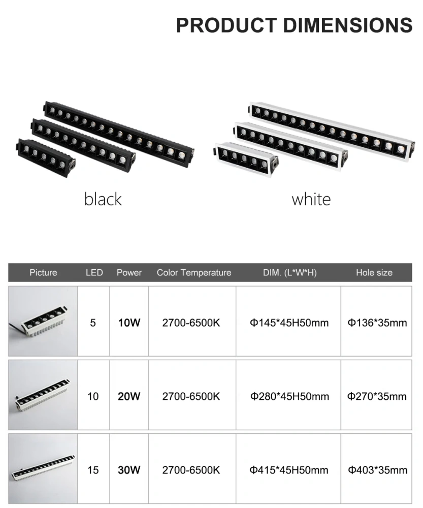 Tuya BLE/ Zigbee/ DALI Smart Recessed LED Grille Light Dimmable Black/White Aluminum Downlight AC110/ 220V/ DC24V SMD Spot Light