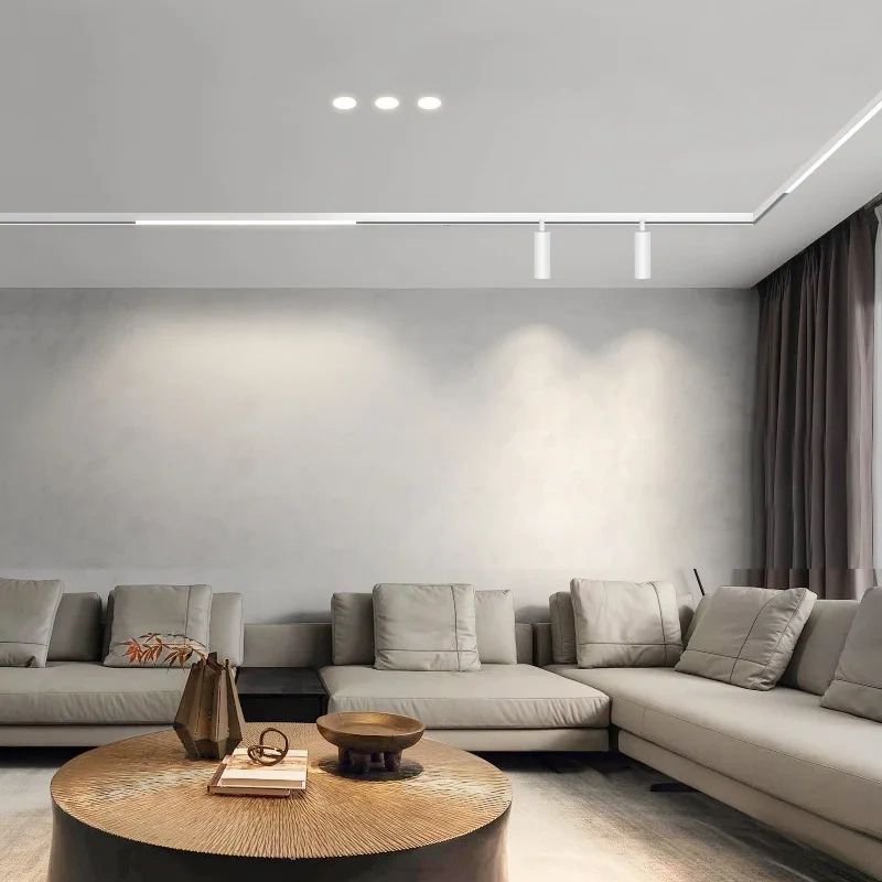 Ultra-thin Magnetic Tracks & Accessories DC48V Recessed Surface Mounted Magnet Ceiling Rail Modern Home No Main Lighting System