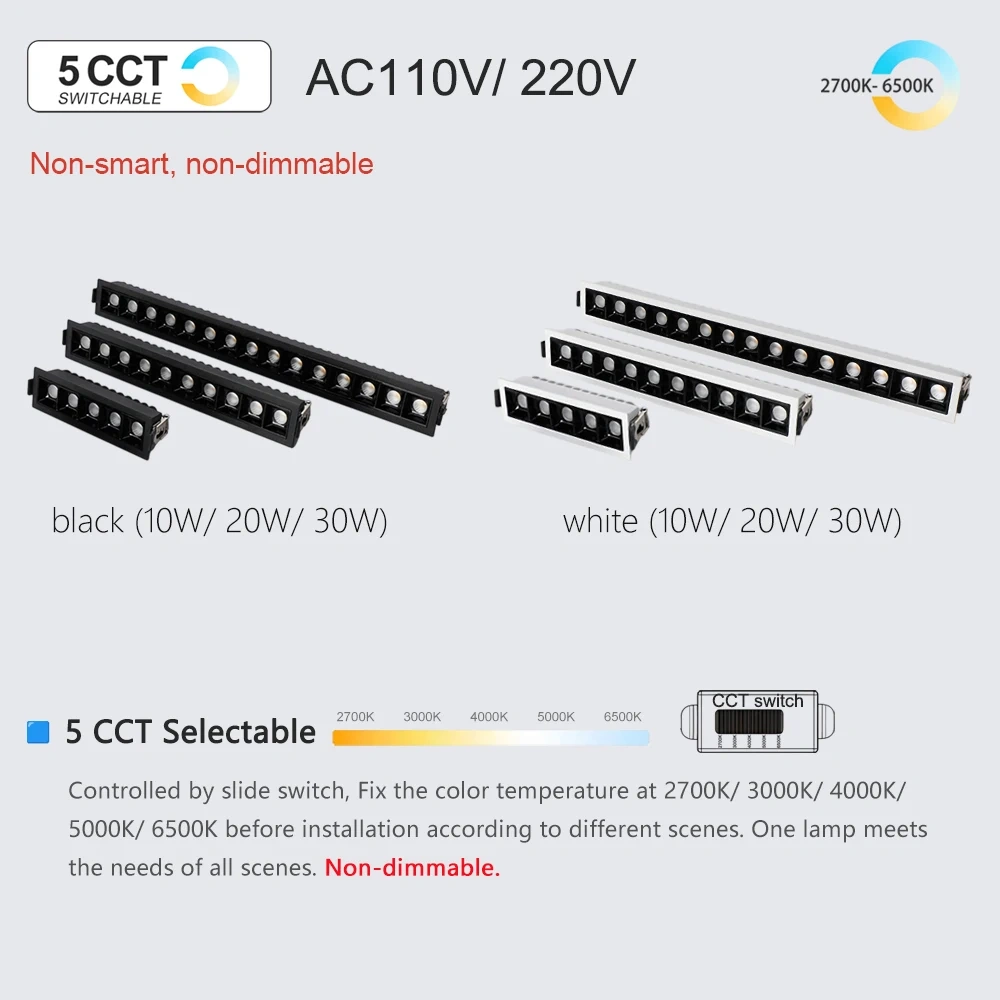 Tuya BLE/ Zigbee/ DALI Smart Recessed LED Grille Light Dimmable Black/White Aluminum Downlight AC110/ 220V/ DC24V SMD Spot Light