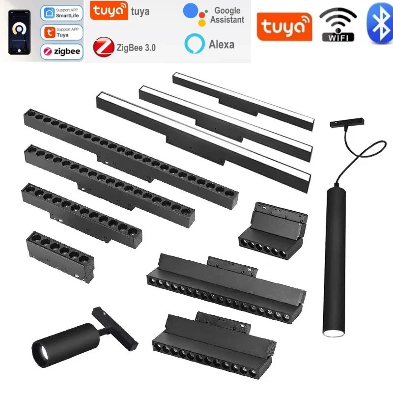 LED magnetic track light grille floodlight modern embedded black/white lamp LED tube light DC48V magnetic suction series