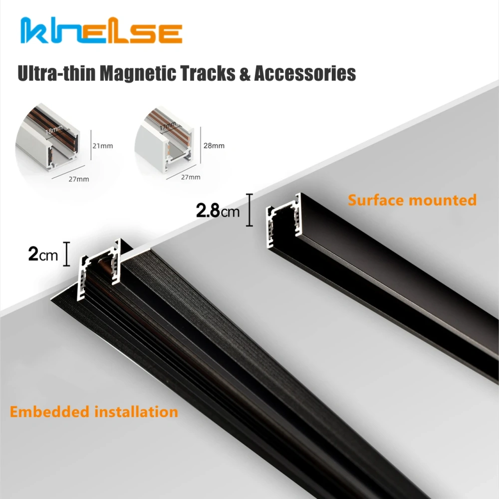 Ultra-thin Magnetic Tracks & Accessories DC48V Recessed Surface Mounted Magnet Ceiling Rail Modern Home No Main Lighting System