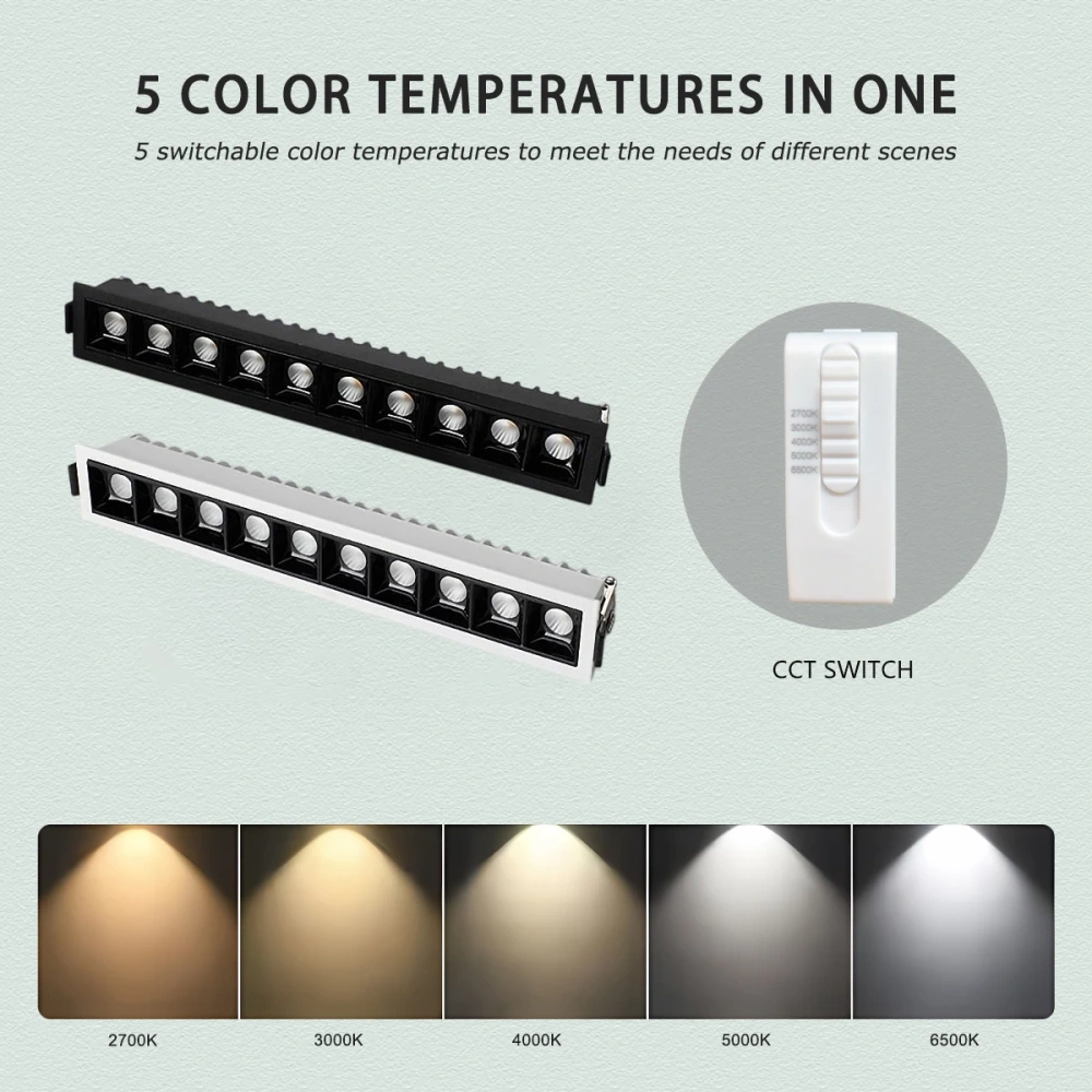 Tuya BLE/ Zigbee/ DALI Smart Recessed LED Grille Light Dimmable Black/White Aluminum Downlight AC110/ 220V/ DC24V SMD Spot Light