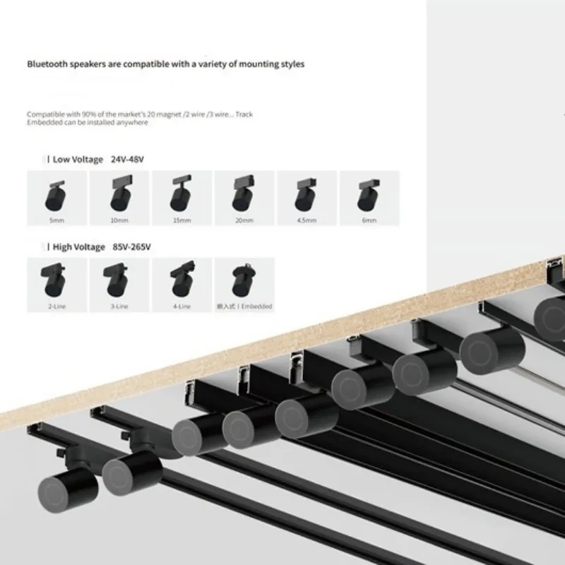 Modern Magnetic Track Bluetooth 5.3 Speaker Audio Wireless Stereo Sound Ultra-thin 6mm  Magnetic Track Light/20mm Type Series